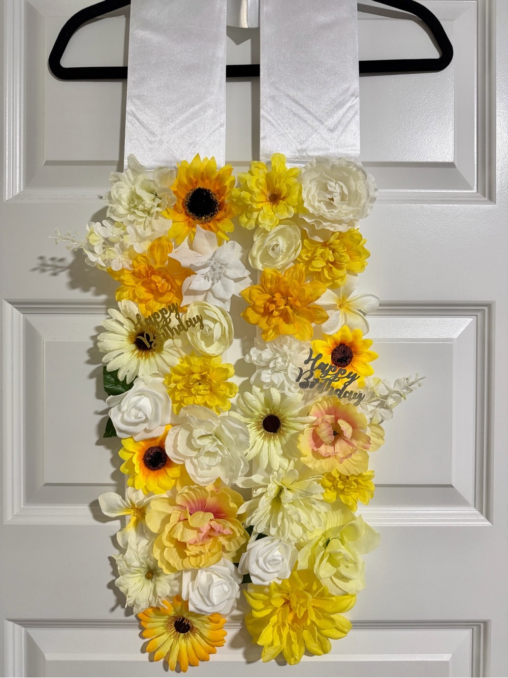 Happy Birthday Sunflowers floral sash/floral lei with sunflowers